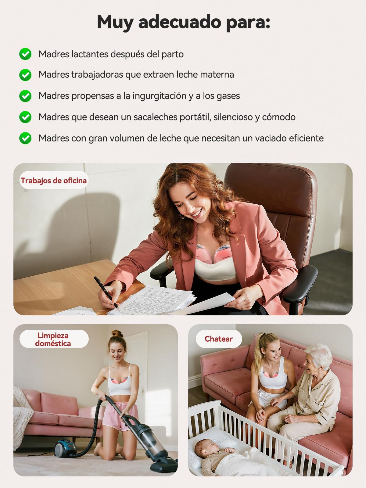 2 Piezas Sacaleches Eléctrico Manos Libres, Extractor de Leche Doble Silencioso, 4 Modos y 12 Niveles de Succión, Extractor de Leche Eléctrico con Cubierta Antipolvo, 19mm/21mm/24mm, Rosa
