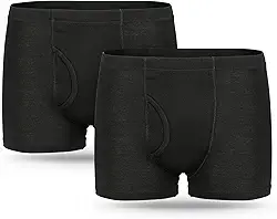 2 peças de roupa íntima masculina lavável de algodão para incontinência com área absorvente frontal e traseira, absorção pesada, roupa íntima à prova de vazamento para homens (BL, 4GG)