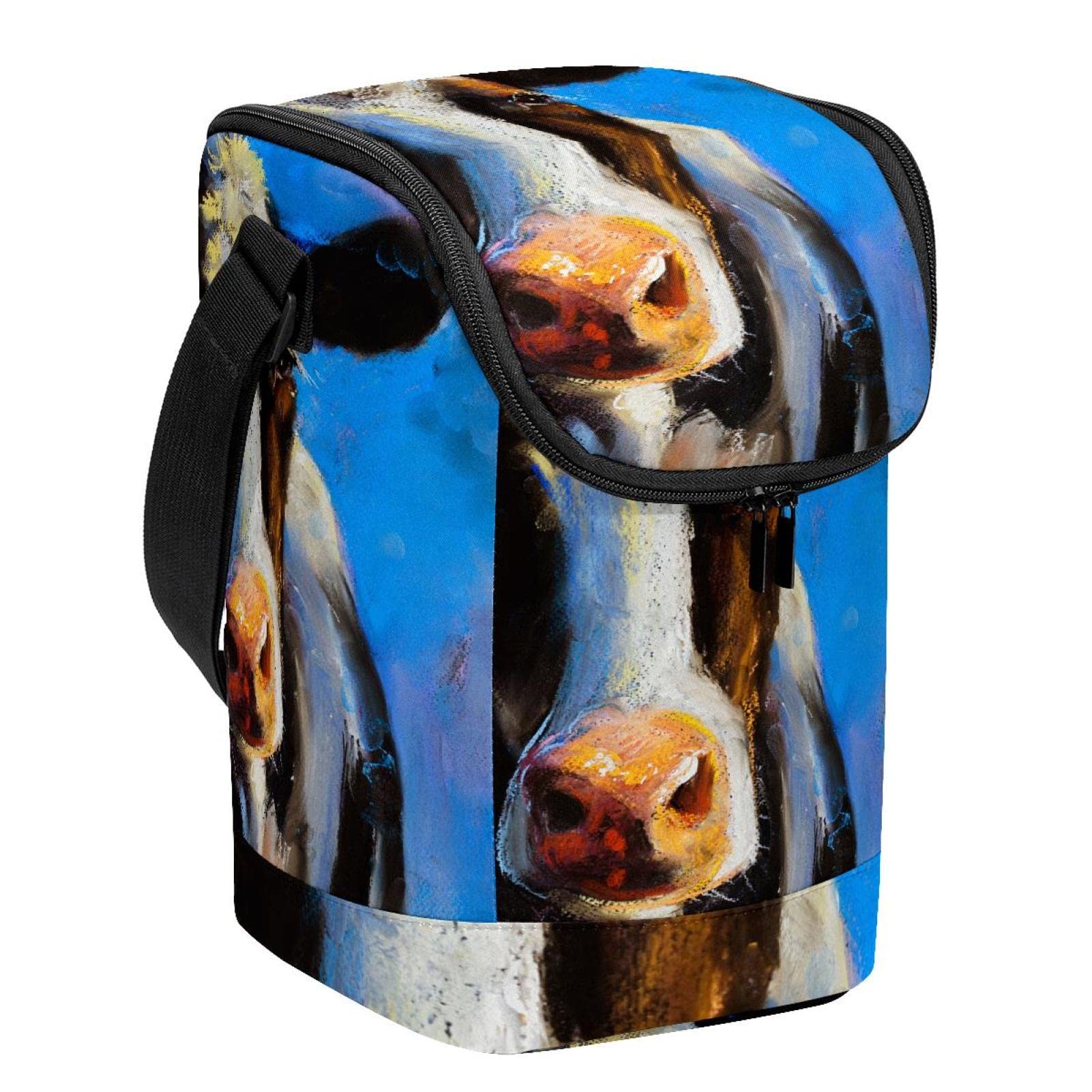 Bolsa de almuerzo con diseño de vaca para pícnic escolar y organización de comida de oficina