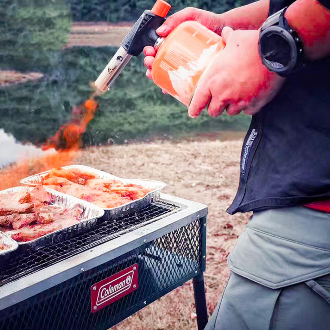 Flamme Réglable D'allumeur de Cuisine de Butane de Torche de Coup pour Le BBQ/Crème/Faisant Cuire/Souder
