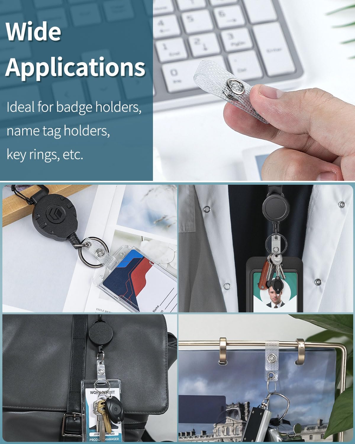 Clear Vinyl Plastic ID Badge Holder Straps With Snap & Eyelet Hole (Bulk 10 Pack) Easily Attach To Lanyards & Key Rings - Badge Strap Attachment For Badges By Specialist ID