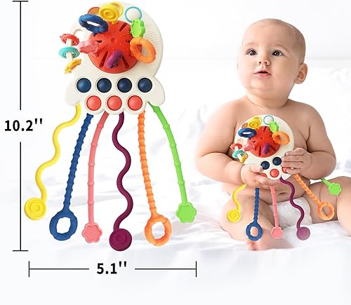 Miniatura 6 de Juguetes para bebés de 6 a 12 meses, juguetes Montessori para bebés, juguetes sensoriales para bebés, juguetes de cuerda de silicona suave, juguetes