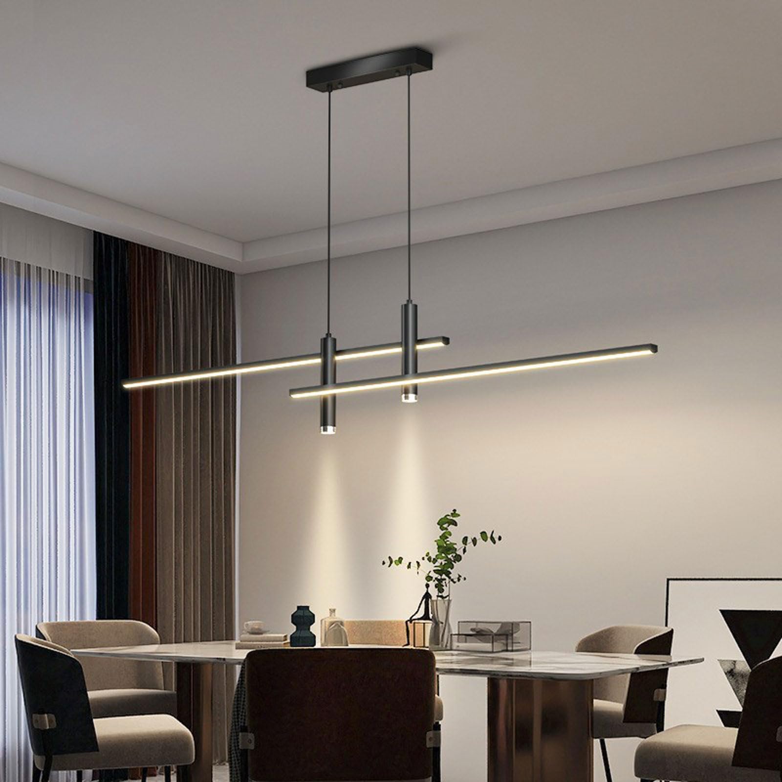 Lampadari a Striscia Lunga a Parola Singola Lampadari in Ferro Nordico atmosferico a Doppio Strato Lampadari a Sospensione a LED dimmerabili Bancone Bar Soggiorno Sala da Pranzo Apparecchio di
