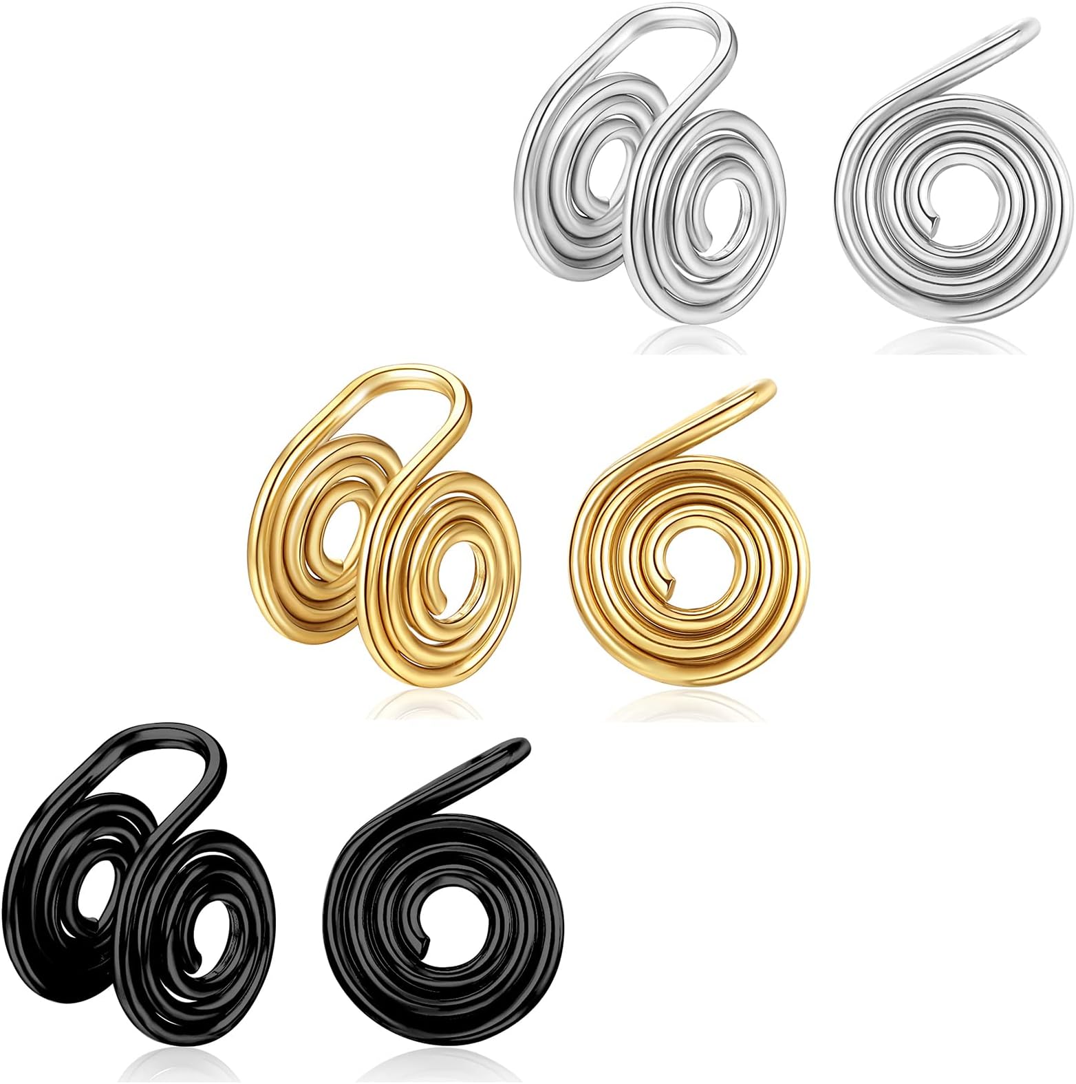 KWUNCCIKWUNCCI Druck-Ohrringe für Keloide, 10 mm, Spiralohrringe, drahtgewickelte Clip-On-Ohrringe, Edelstahl, nicht durchbohrte Ohrringe, Ohrmanschetten, künstliches Piercing für Männer und Frauen