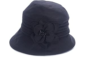 Lawliet Womens 1920s Flappers 100% Linen Cloche Bucket Sun Summer Floral Hat A602