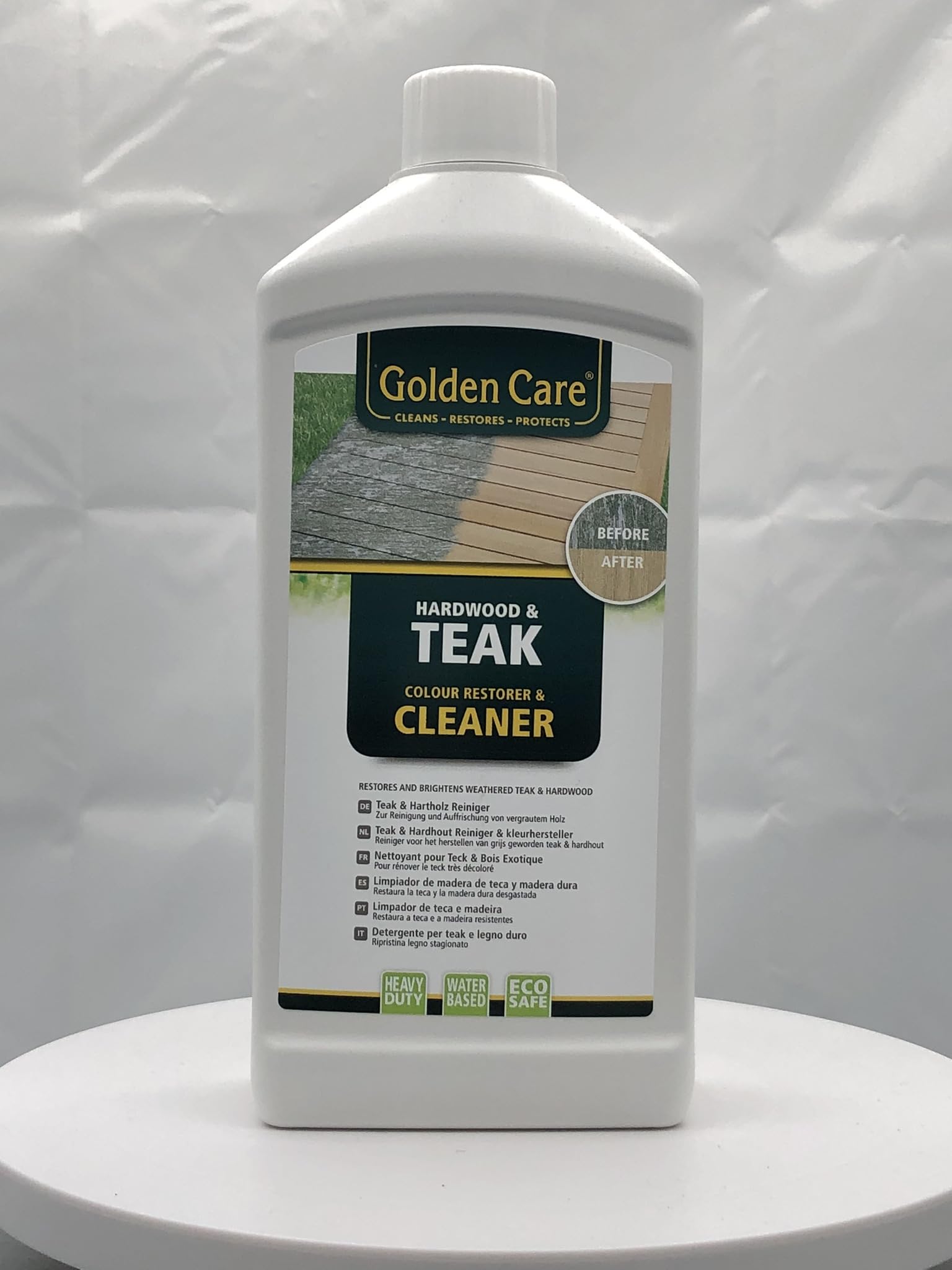 GOLDEN CARE Hardwood Protector + Cleaner Holzpflegeset 8tlg. Holz Hartholz z.B. Eukalyptus und Akazienholz Reiniger Holzschutz Holzpflege für Gartenmöbel