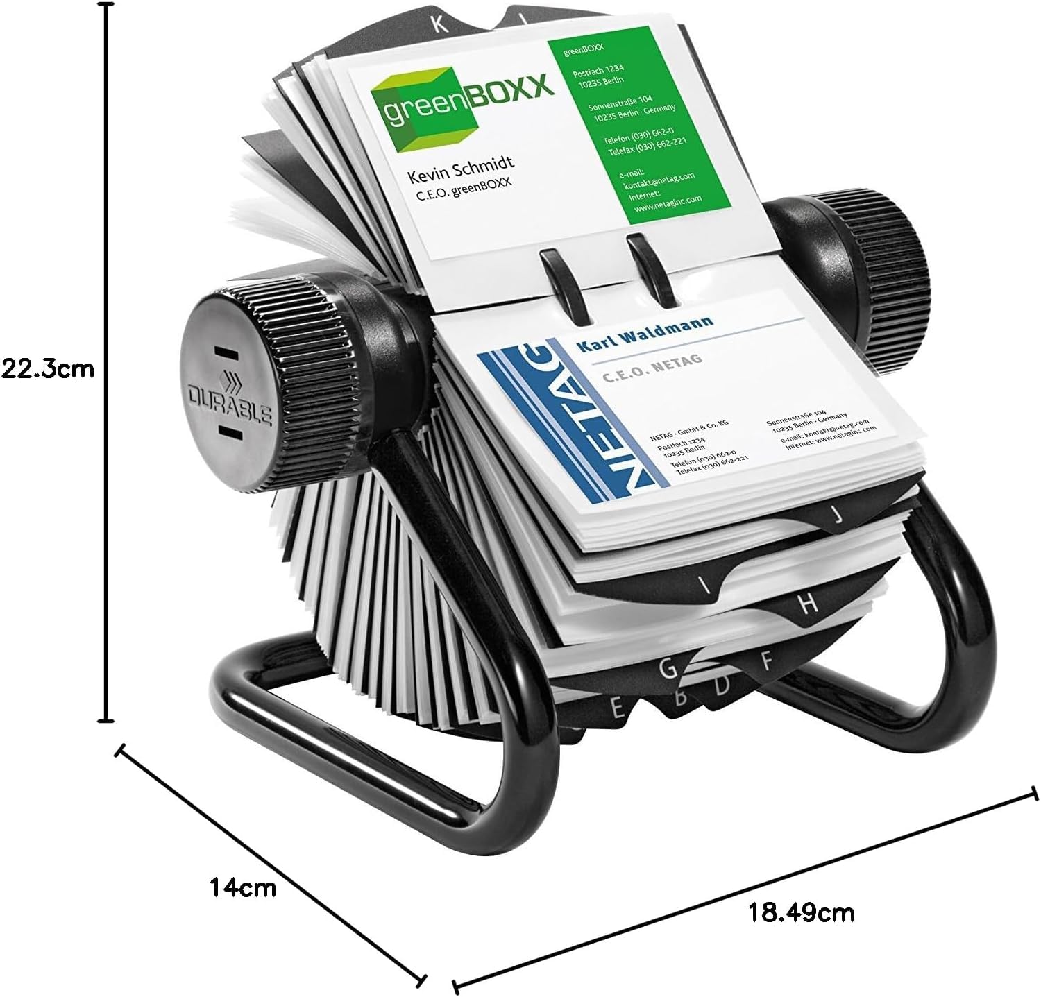 Durable 248101 Carpeta rodante Visifix, para 400 tarjetas de visita, índice A-Z, negro