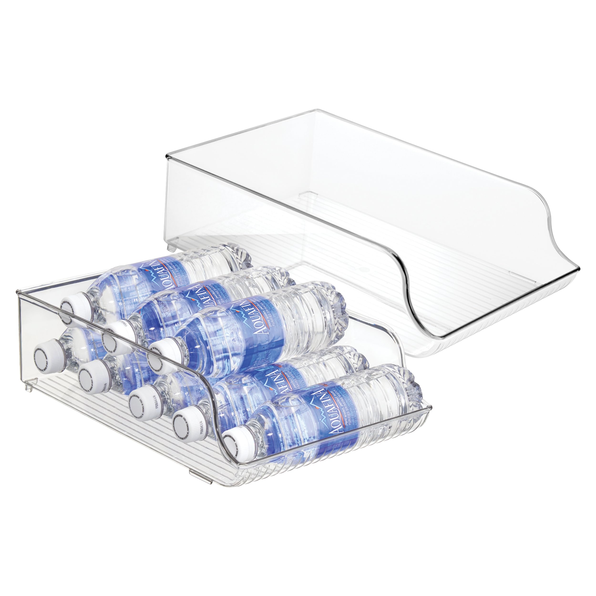 iDesign Plastic Water Bottle Organizer for Fridge, Bottle Holder for Kitchen and Pantry, Clear, 2-Pack