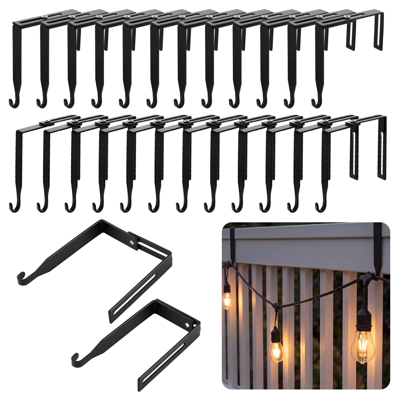 Amylove 24 Pcs Adjustable Cubicle Hooks Metal Hangers, Black, Classic