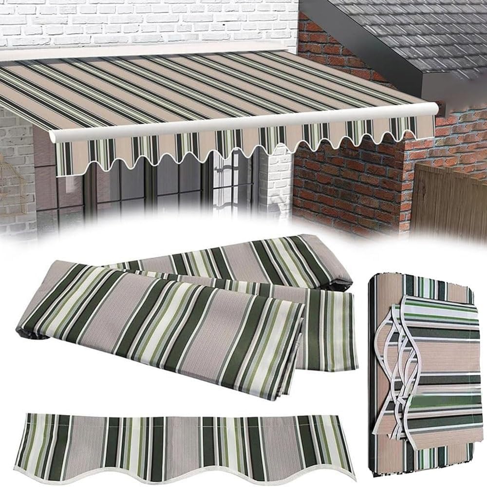 Replacement Patio Awning Canvas Exterior Sunshade Shelter Cloth 16x12ft/12x10ft/10x8ft/8x5ft/6.6x5ft Awnings Replacement Fabric Manual Retractable Awning Replacement Cover(Khaki,2.5x1.5m/8x5ft)