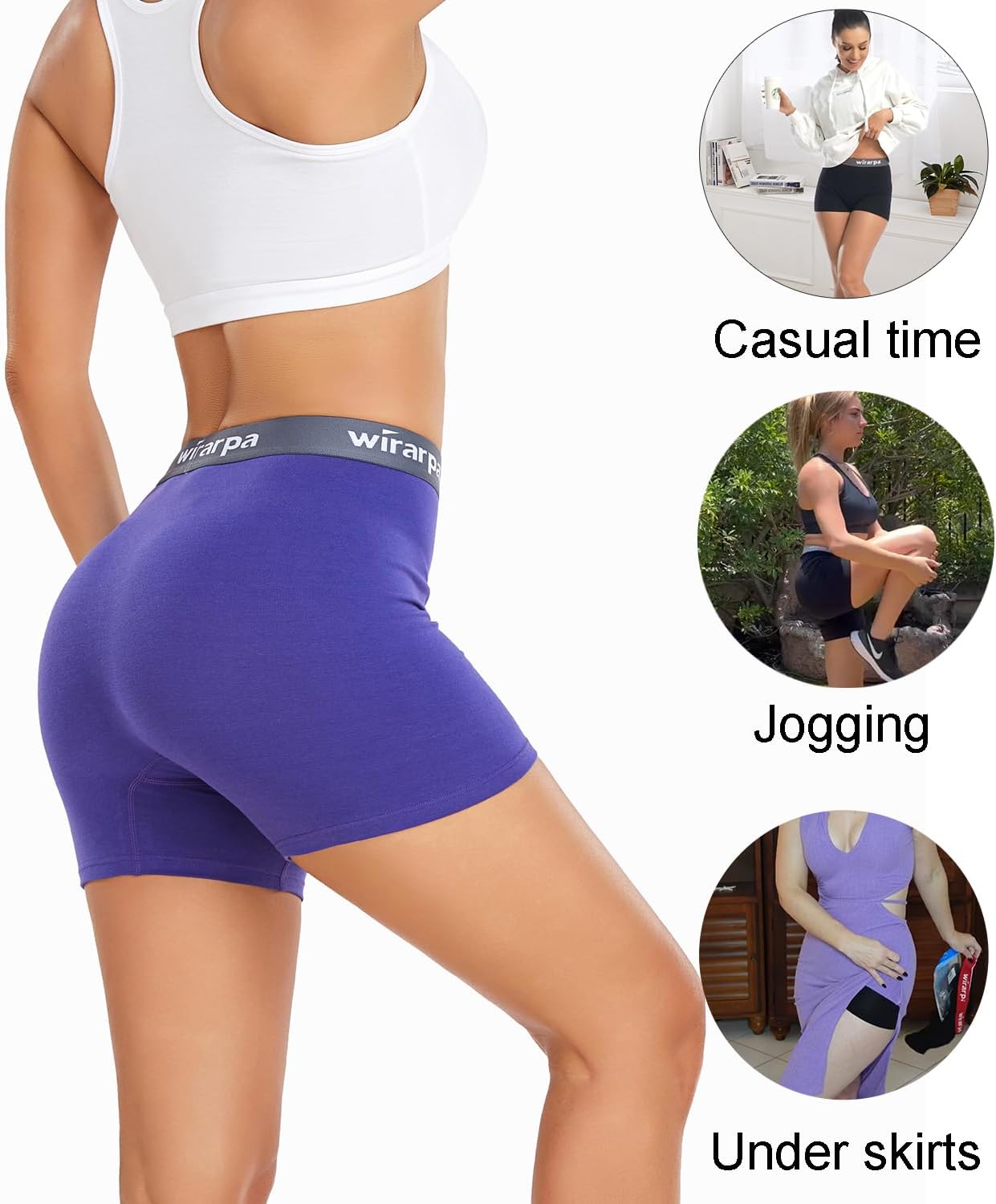 wirarpa Women's Cotton Boxer Briefs Underwear Boy Shorts 3" Inseam 4 Pack - Image 4