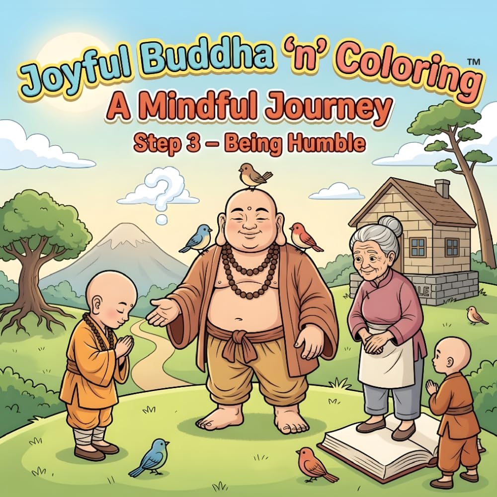 Joyful Buddha ‘n’ Coloring A Mindful Journey Step 3 – Being Humble: A Mindfulness Coloring Book for Adults Featuring Inspirational Quotes, Meditation ... Designs, and Peaceful Buddhist Inspired Art