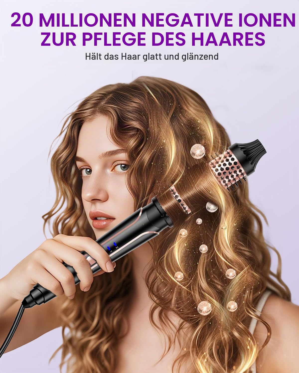 BESTOPE PRO Lockenstab, 5 in 1 Lockenstäbe Set mit Glätteisen, Thermobürste, 3 Keramische Lockeneisen (9mm- 25mm) für Große Locken, 13 Temperaturen, Hair Curler mit Hitzebest.Matte, Handschuh, Klammer