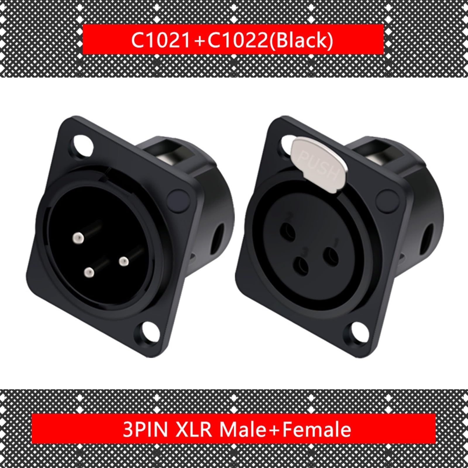 10 Stück/Los 3-polige XLR-Stecker/Buchse, Panelmontage, Metallgehäuse, 3-polig, XLR-Sockelgehäuse, Mikrofonanschluss (C1021x5 C1022x5)