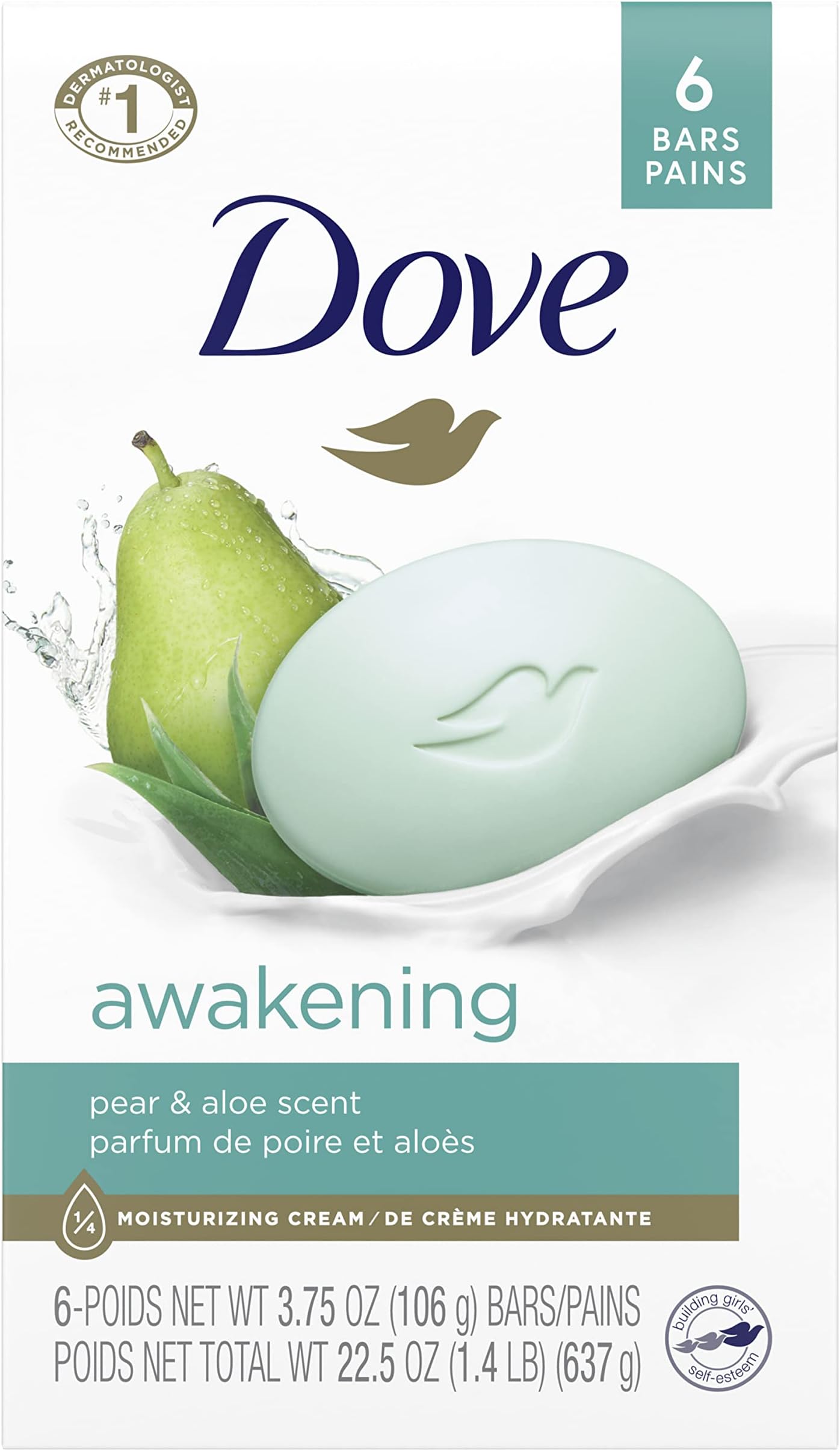 Dove Go Fresh Beauty Bar, Pear and Aloe Vera, 4 oz, 6 Bars