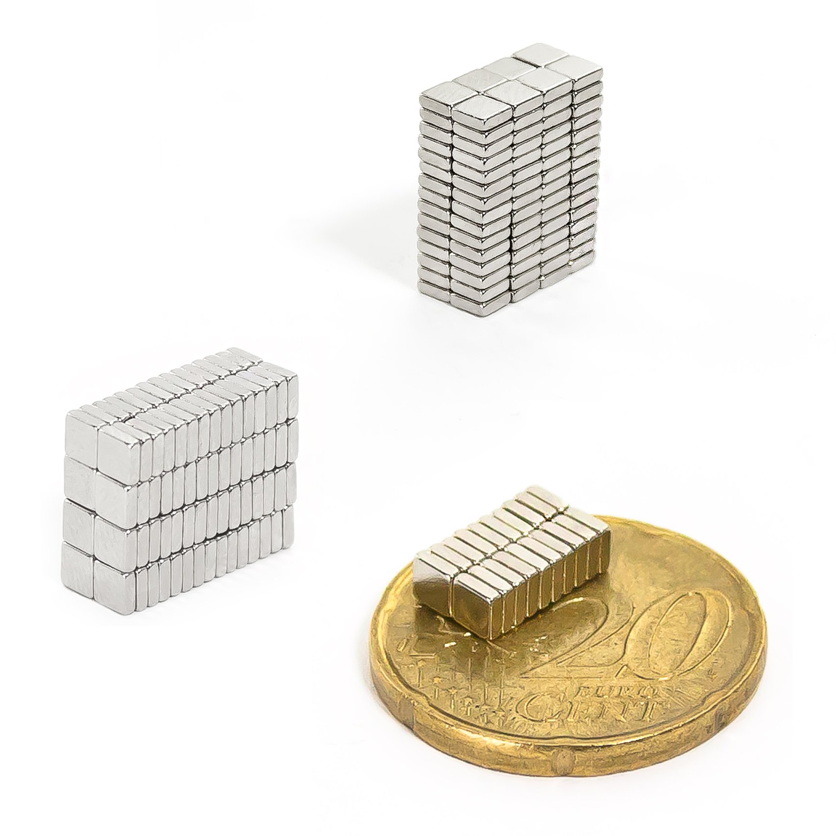 Oblique-Unique 20 mini magnets, ultra strong, 3 x 3 x 1 mm, neodymium
