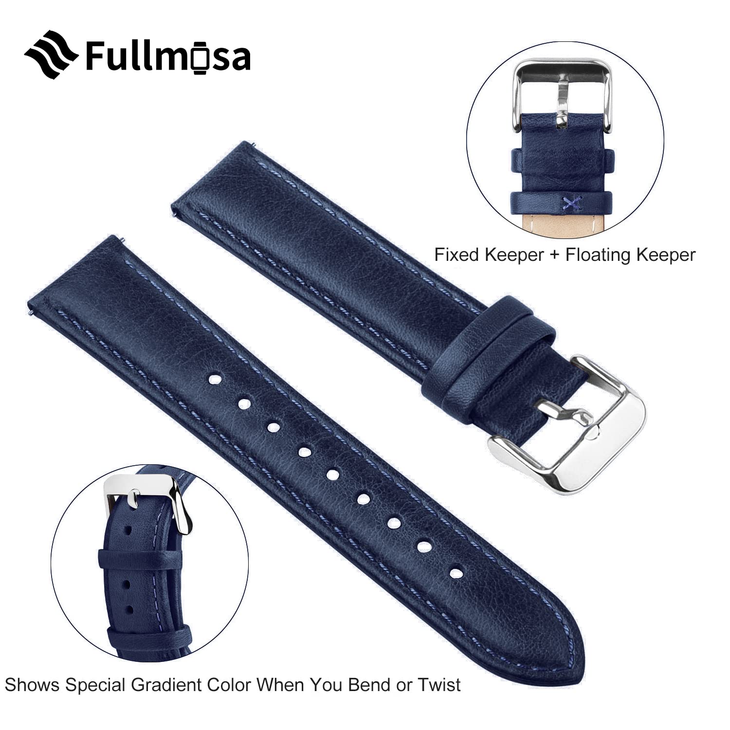 Fullmosa Cinturino Orologio 22mm, Cinturino in Vera Pelle Orologi Uomo Donna, Cinturini di Ricambio Smartwatch 22mm Compatible con Huawei Watch GT 3, Samsung Galaxy Watch