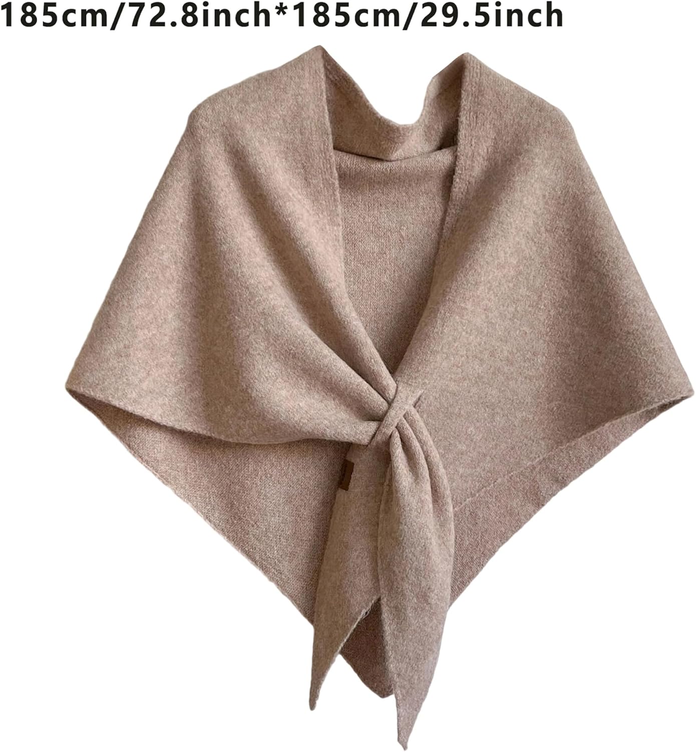 Women's Girls Warm Knitted Shawls Scarf Solid Color Triangle Poncho Knit Lightweight Winter Fall Wraps - Image 8