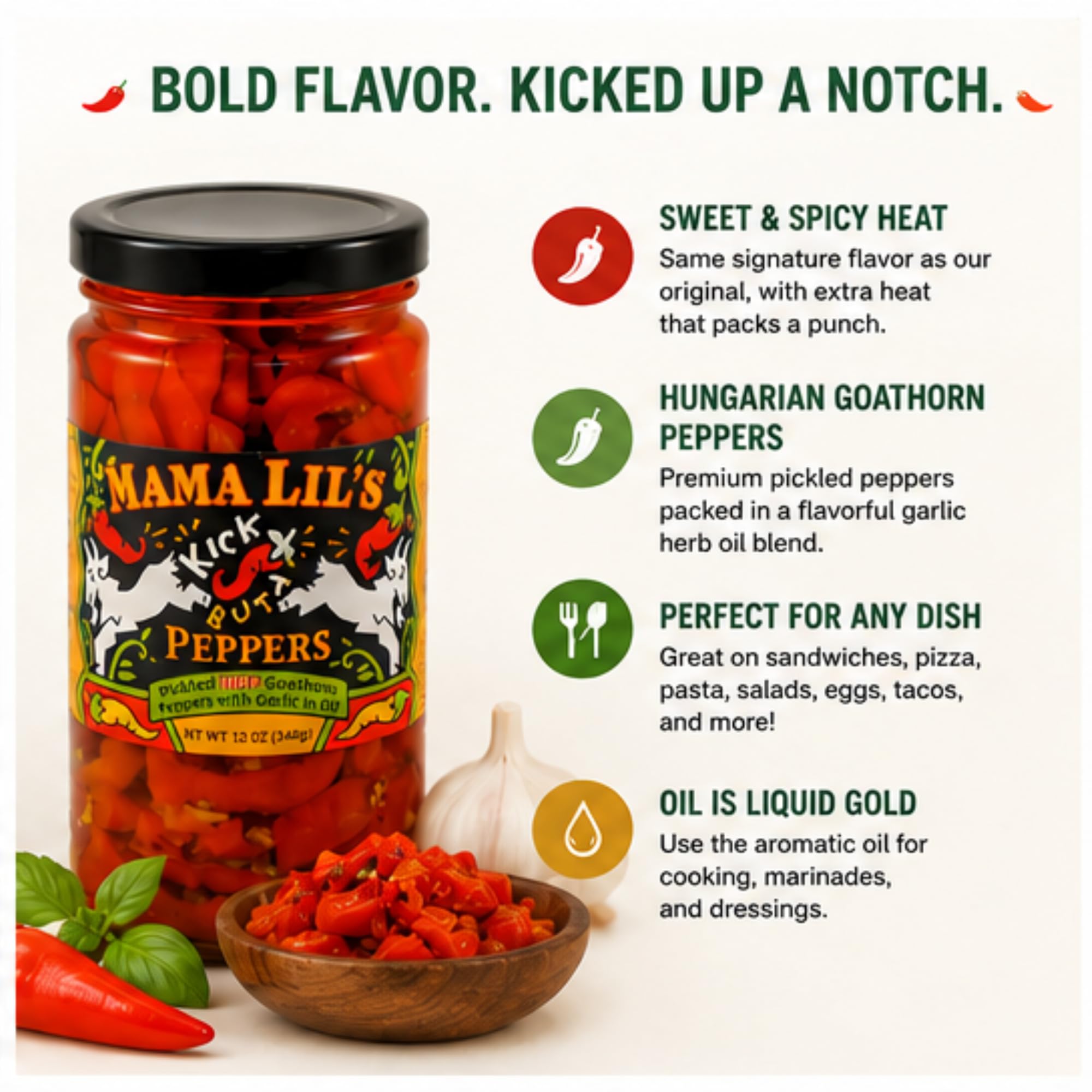 Amazon.com : Mama Lil's Kick Butt Pickled Peppers in Oil (Spicy