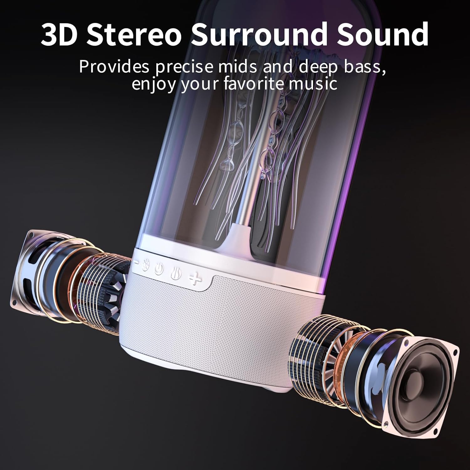 Jellyfish Bluetooth Speaker Lamp for Kids Teens Adults, Color Changing LED Night Light with 7 Dynamic Modes, Portable Wireless Audio, Cute Desk Decor & Unique Mood Light (Orange)