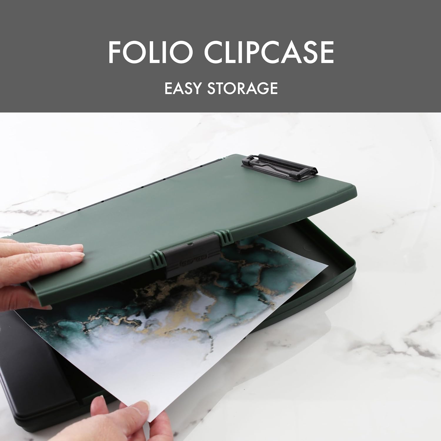 Dexas Folio Clipcase Professional Storage Clipboard with Pen Storage Compartment, 9.75 x 14.75, A4, Forest. Ideal for Teachers, Nurses, Coaches, Students, Trades, Homeschooling