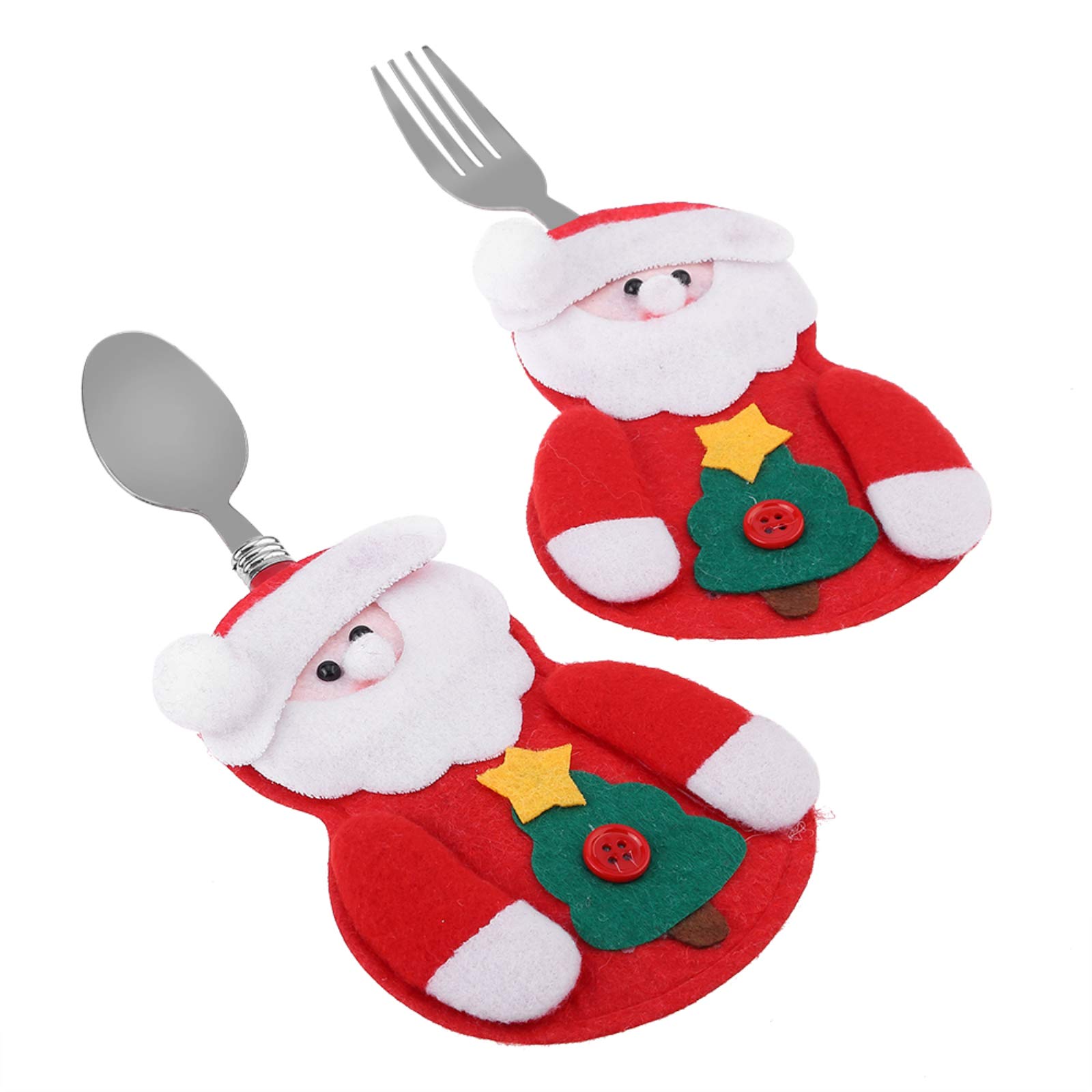 Uten Christmas Cutlery Bags, 2PCS Christmas Knives Forks Tableware Bags Set,Pockets Knives Forks Bags for Christmas Party Decoration
