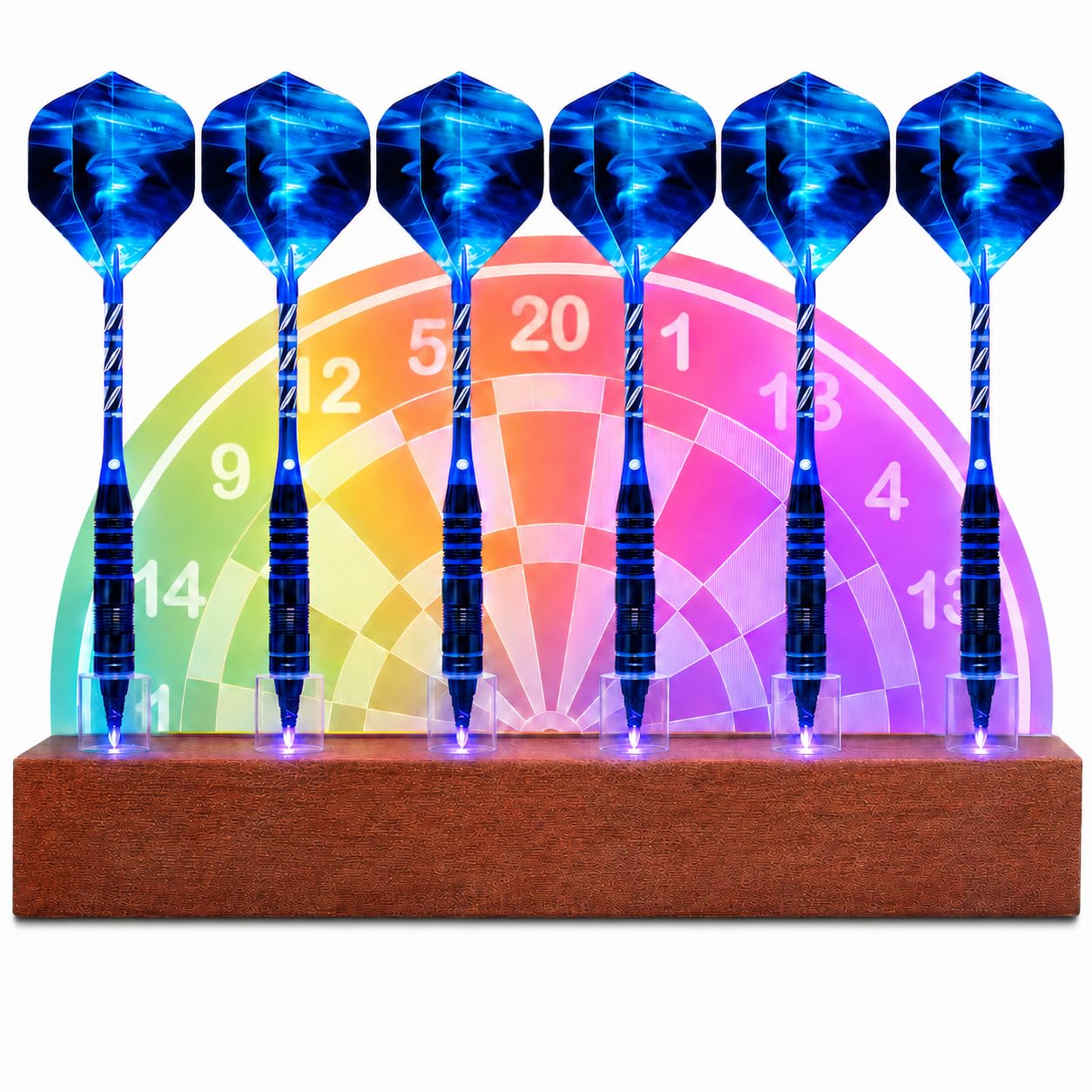 BEE&FLOWER LED Dart Holder Wall Mount Acrylic Dart Display Holds 6 Darts