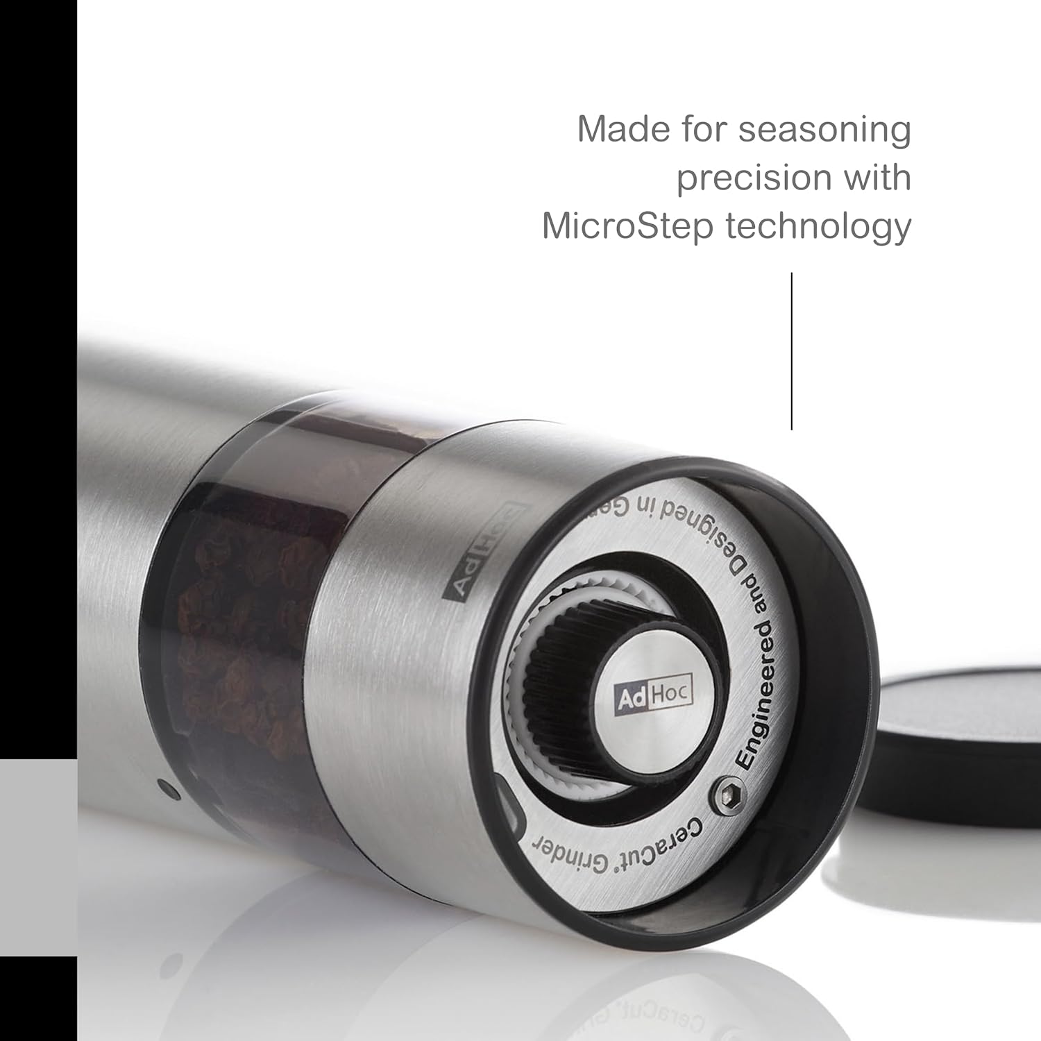Bottom view of AdHoc Mini Electric Grinder showing coarseness adjustment dial