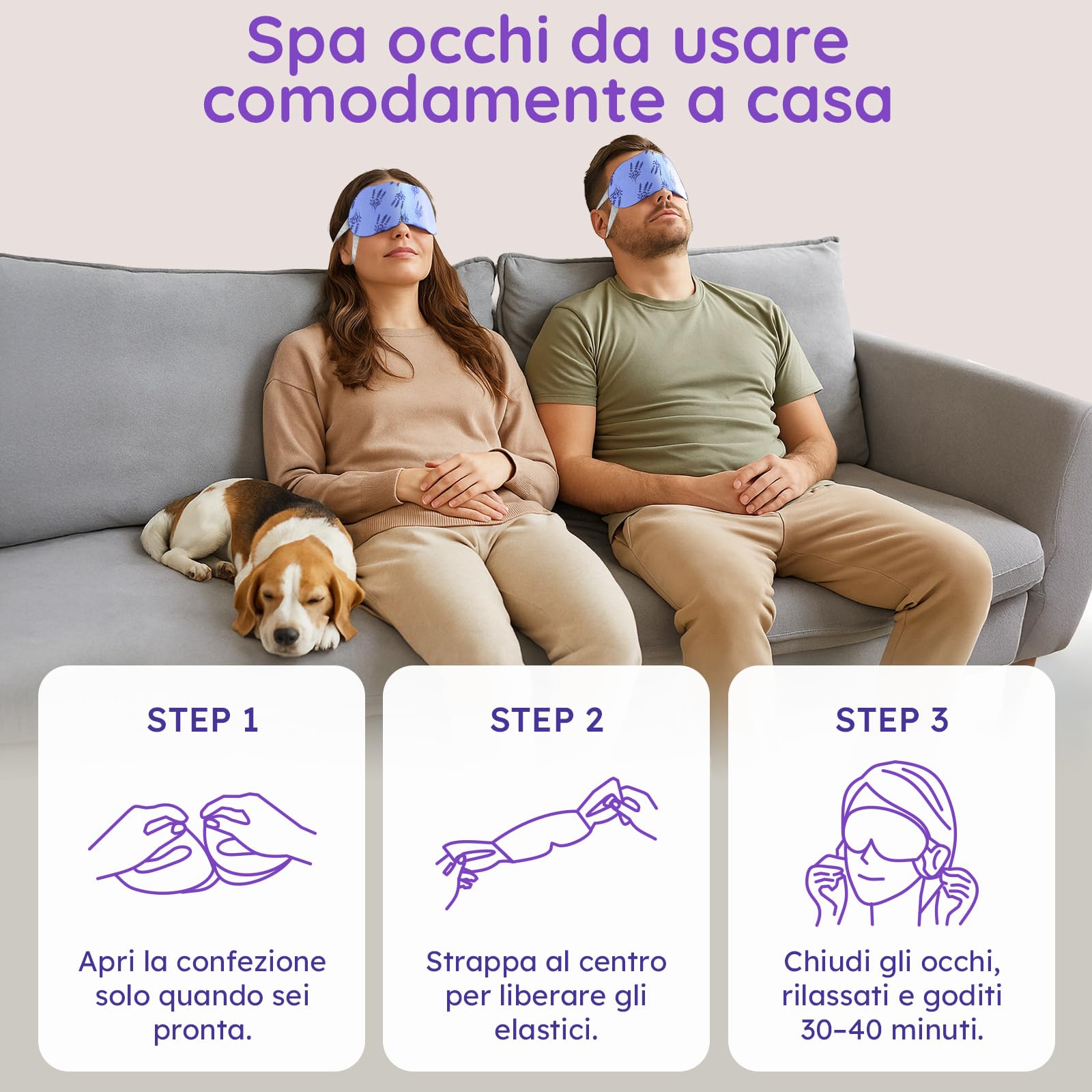 Confezione da 16 Maschere Riscaldanti alla Lavanda – Maschera a Vapore per Occhi Secchi, Gonfiore, Affaticamento e Rilassamento – Maschera Riscaldante Occhi Monouso per Sonno e Viaggio
