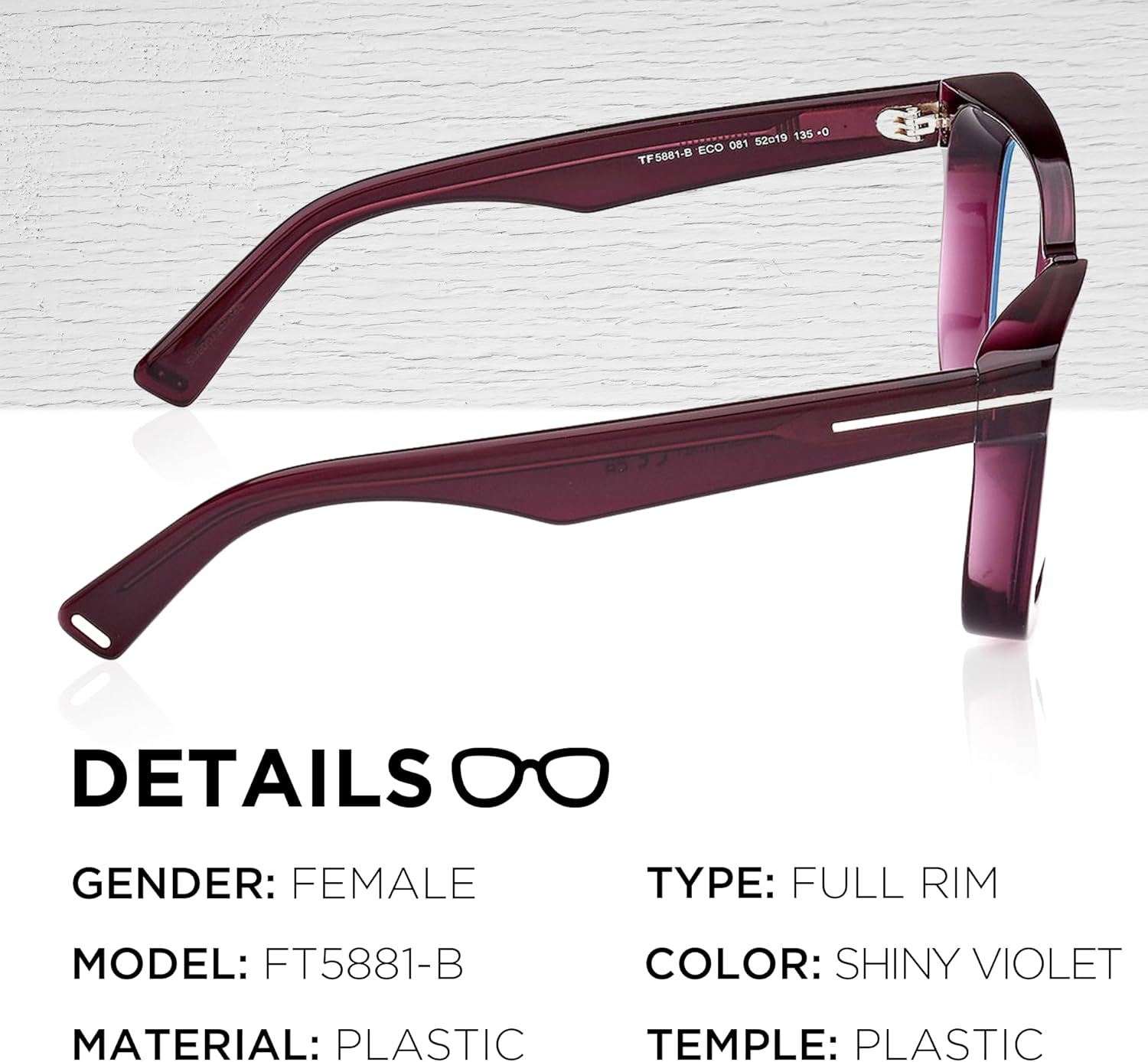 Tom Ford FT5881-B Square Shape Eyeglass Frame + Bundle With eSHADES Eyewear Cleaning Kit - Image 4