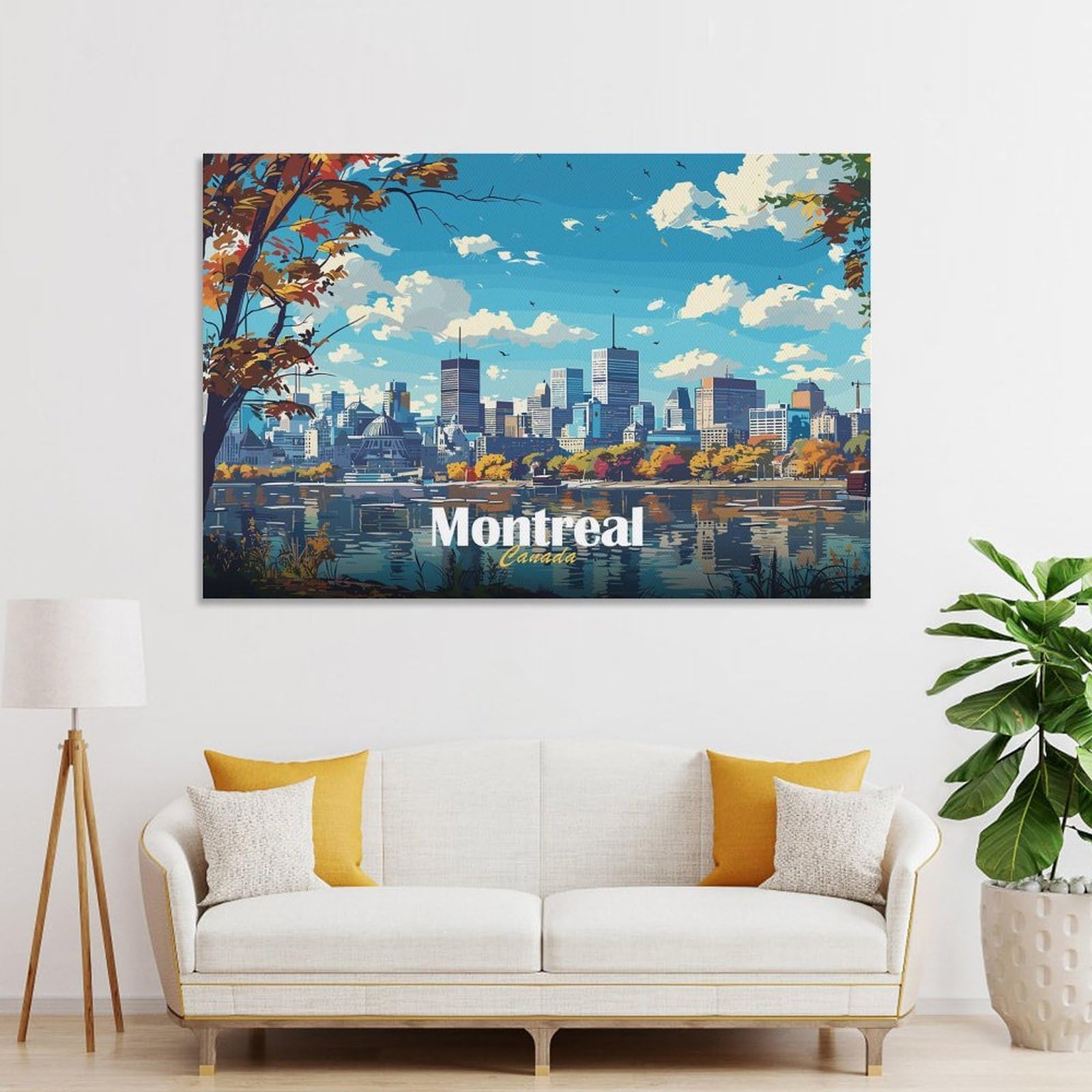 Junmoney Decorative Canvas Print Montreal Cityscape, 24x36inch(60x90cm), for Study, Office Or Apartment Decor, Gift Idea for Housewarming And Birthdays