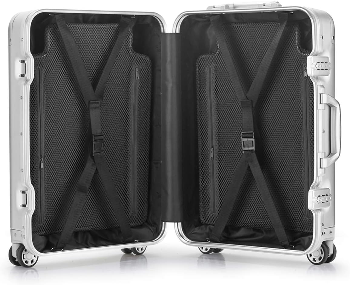 review YUEMAI Aluminum Alloy Luggage Hard Shell Carry-Ons with Spinner Wheels, Zipperless & Lightweight Suitcases for Travel with Tsa Lock (20