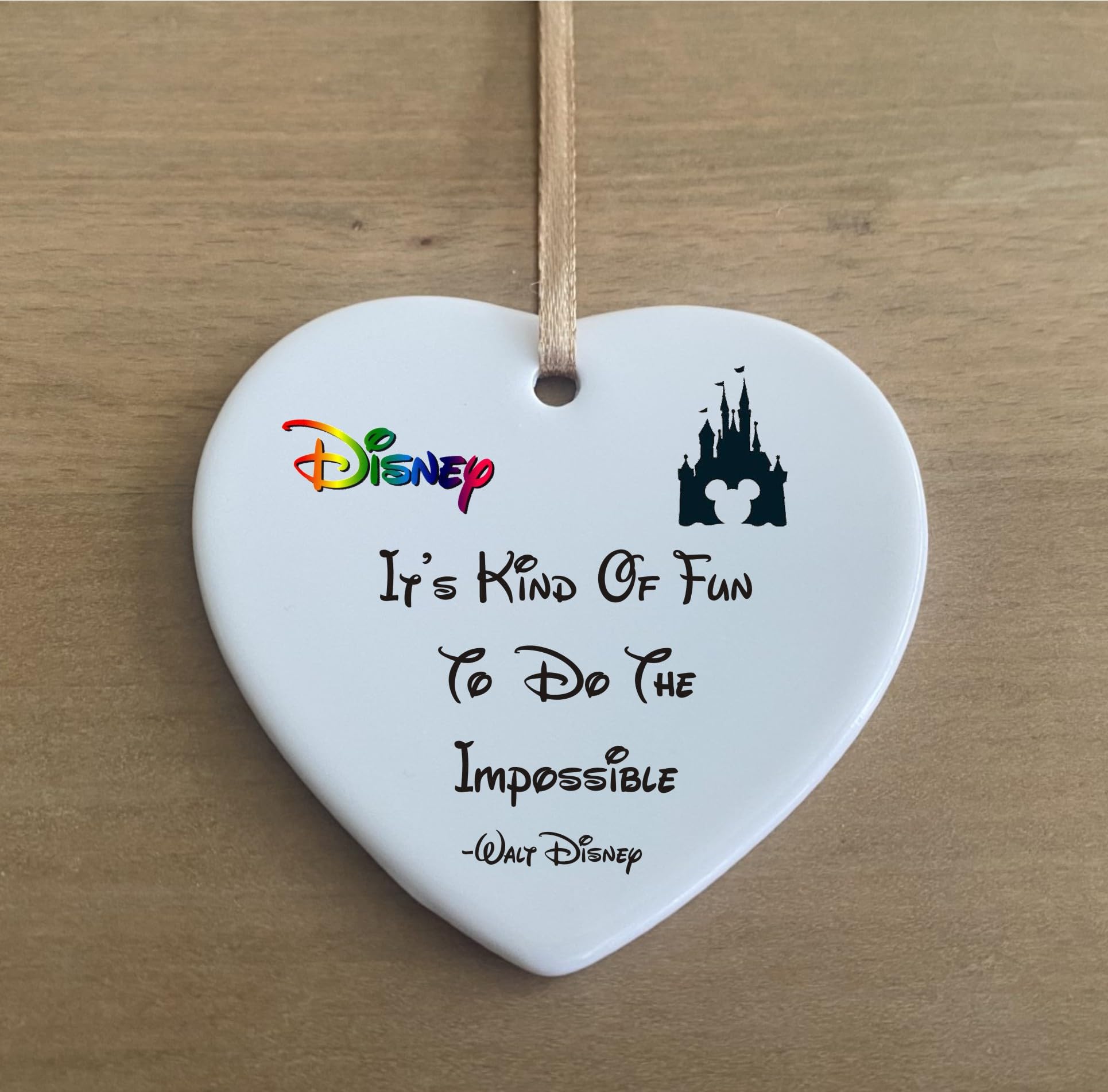 Walt D Do The Impossible Quote Ceramic Heart Shape Plaque Gift Sign cr89