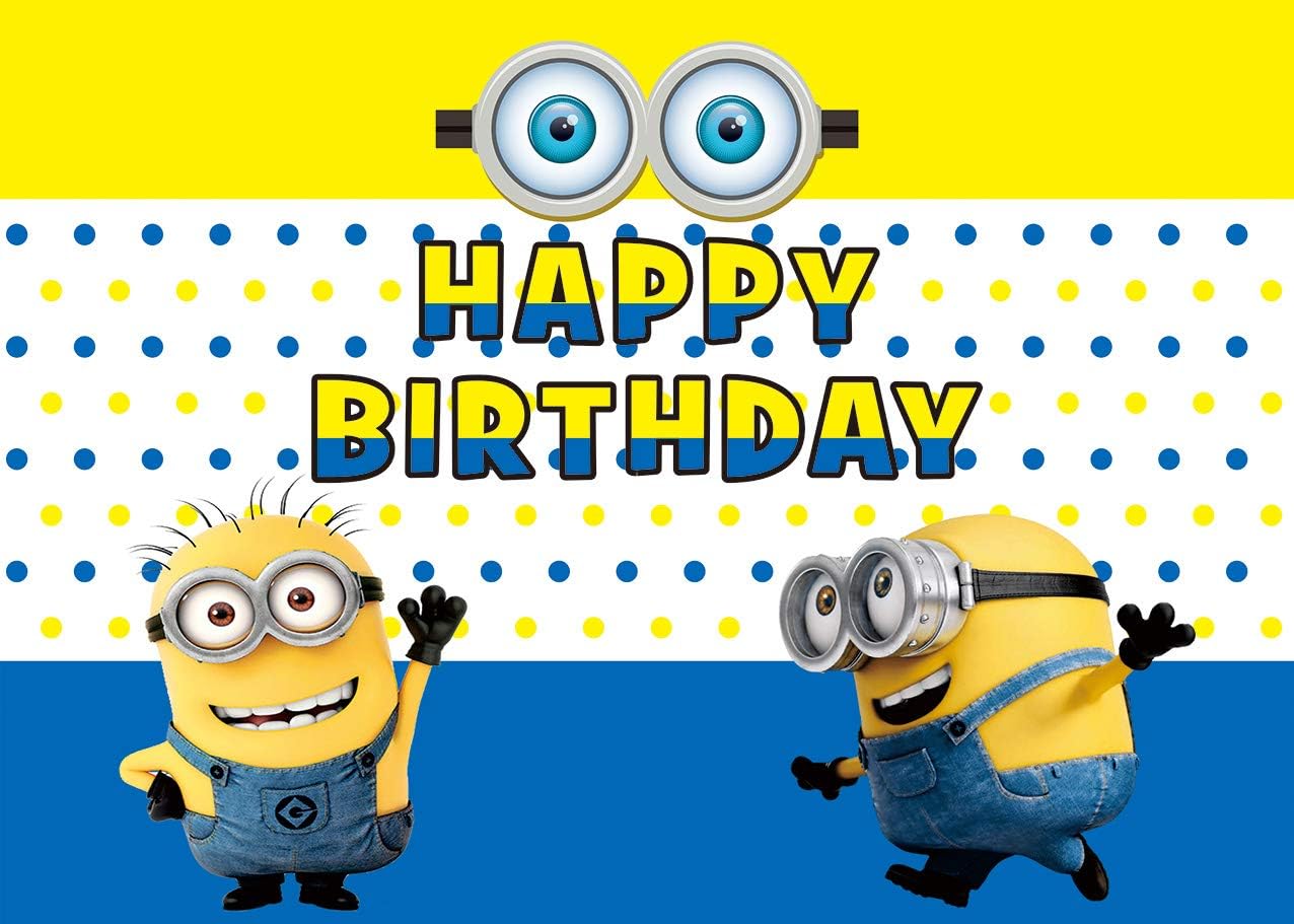 Betta Minions Backdrop for Kids Birthday Cartoon Theme Party Decoration Background Minions Theme Party Dessert Table Decoration Supplies 5x3ft