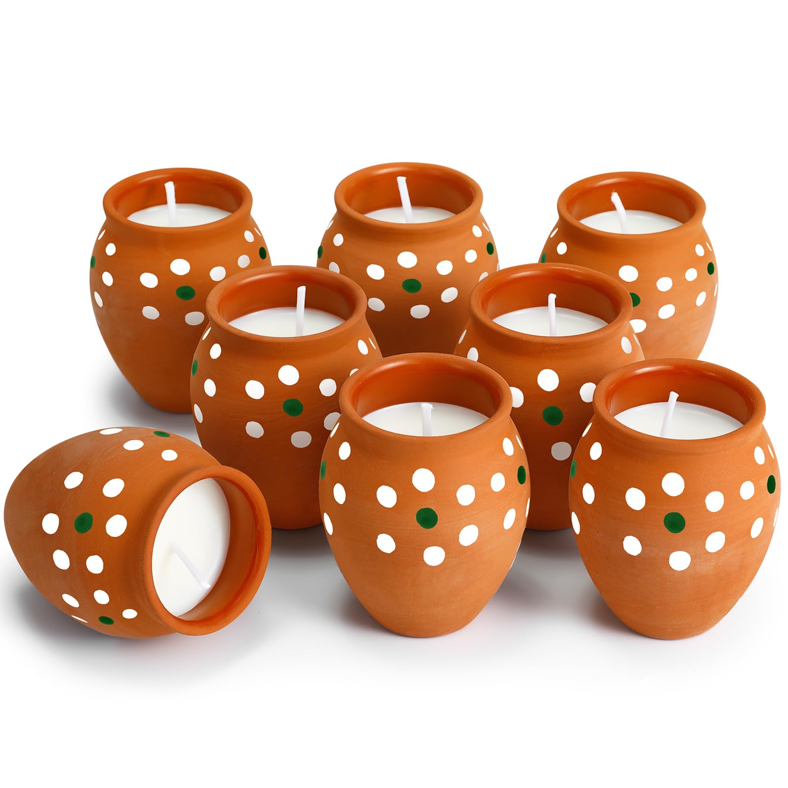 Nuanchu 12 Pcs Cantaritos De Barro Mexicanos Candles Mini 2 oz Mexican Candles Decorative Terracotta Clay Pottery Decorations Mexicanos Gifts for