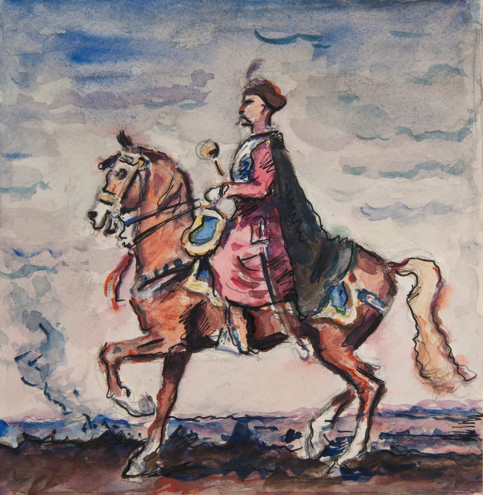 ArtDirect Hetman on a Horse (Bohdan Zenobi Chmielnicki 1595-1657) (1929-1940) 8x8 UnFramed Museum Art Print Poster Ready for Framing by Ivan Ivanec (Ukrainian, 1893–1946)
