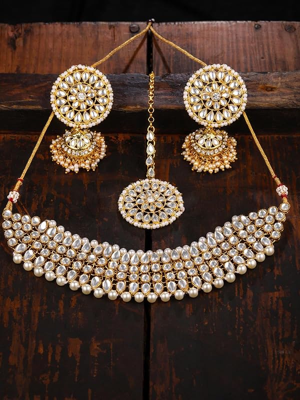 Embellished With Kundan & Pearls Necklace Set For Women-Zpfk18523_3823 by Generic - Used condition - Image 2