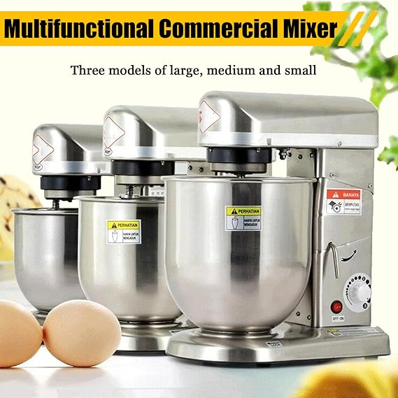 Commercial Food Stand Mixer, 5L/7L/10L Kitchen Aid Stand Mixer, Pizza Bakery Multifunction Blender,3 Speed Electric Dough Mixer for Bread Cake,White-7L