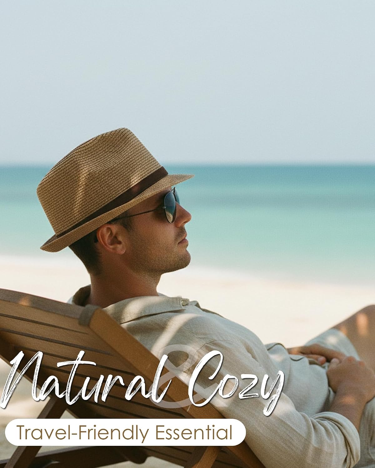 Fedora Straw Sun Hat for Men Women Short Brim Trilby Hat Panama Beach Hat UPF 50+