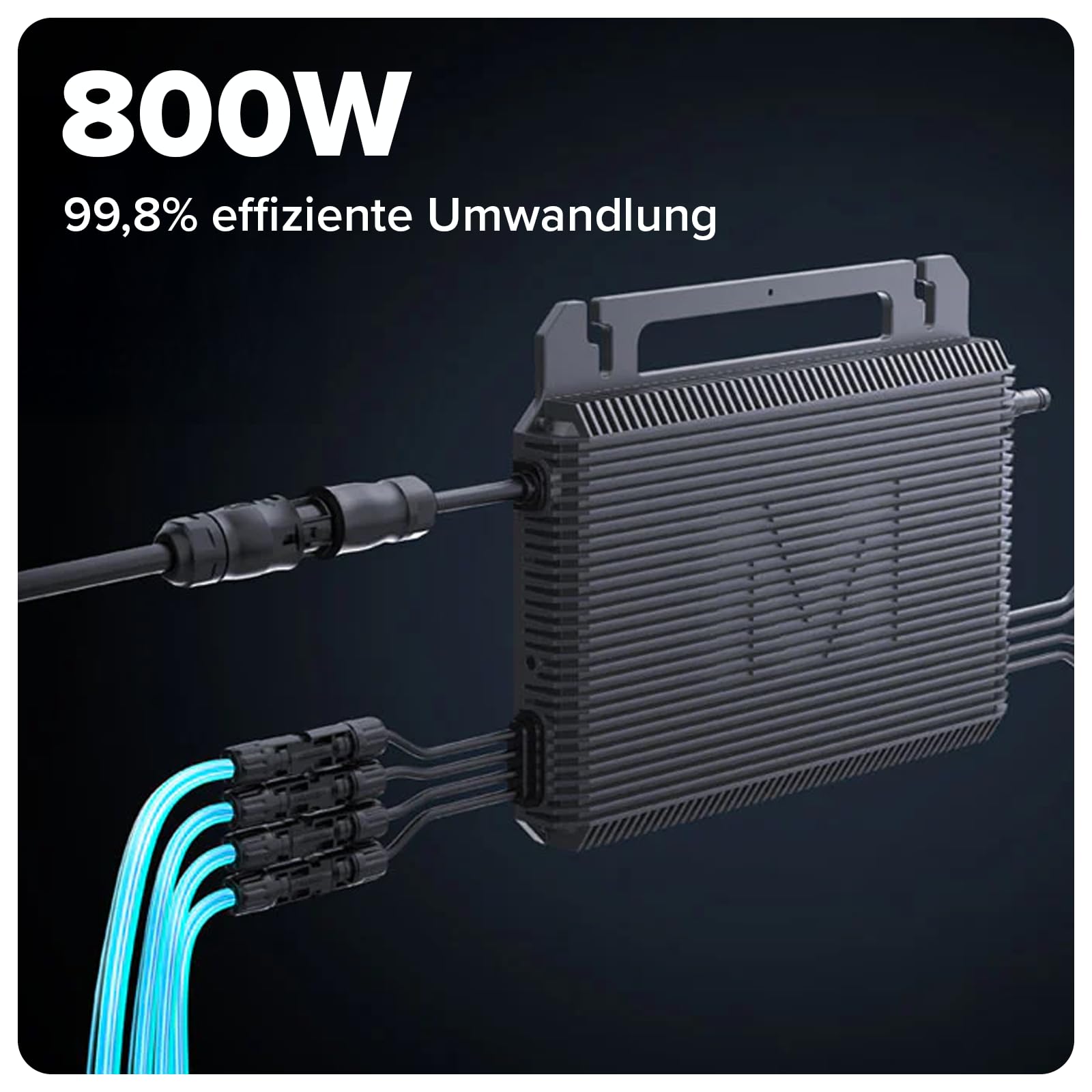 MARSTEK Mikro-Wechselrichter 800 W MST-MI0800 für Balkonkraftwerk, IP67 wetterfest, Plug-&-Play Installation, 2 MPPT, Bluetooth & WiFi, inkl. 5 m Anschlusskabel, Micro Inverter