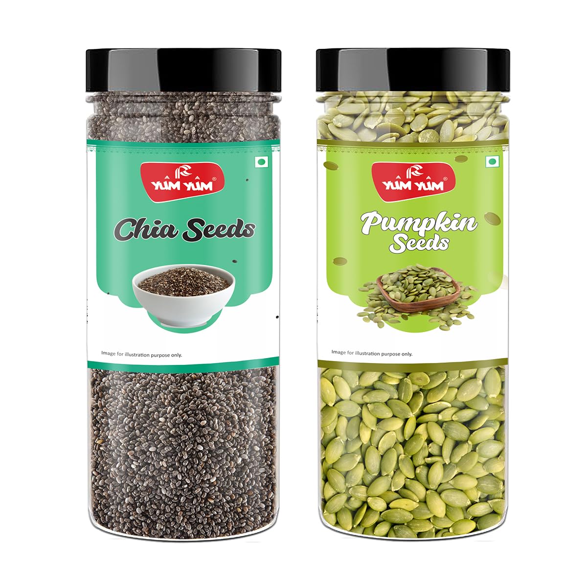 YUM YUM Roasted Seeds Combo Pack of 2- Chia 200g, Pumpkin 200g | Healthy Snacks (B09C87G4Y1) Amazon Price History, Amazon Price Tracker