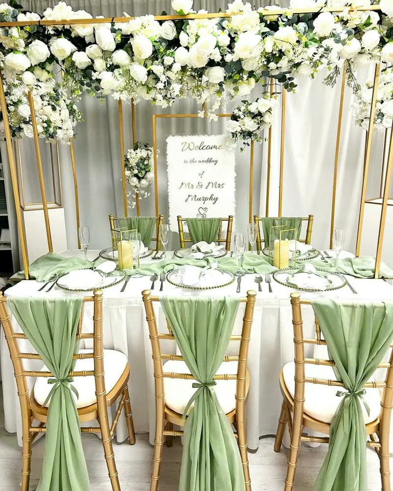 5 szt. Szyfonowy bieżnik na stół gaza vintage na romantyczny ślub krzesło szarfy łuk przyjęcie urodzinowe baby shower