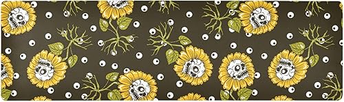 Salvamanteles largos de calaveras de girasoles para ollas y sartenes calientes, alfombrilla protectora de calor para encimera y alfombrilla