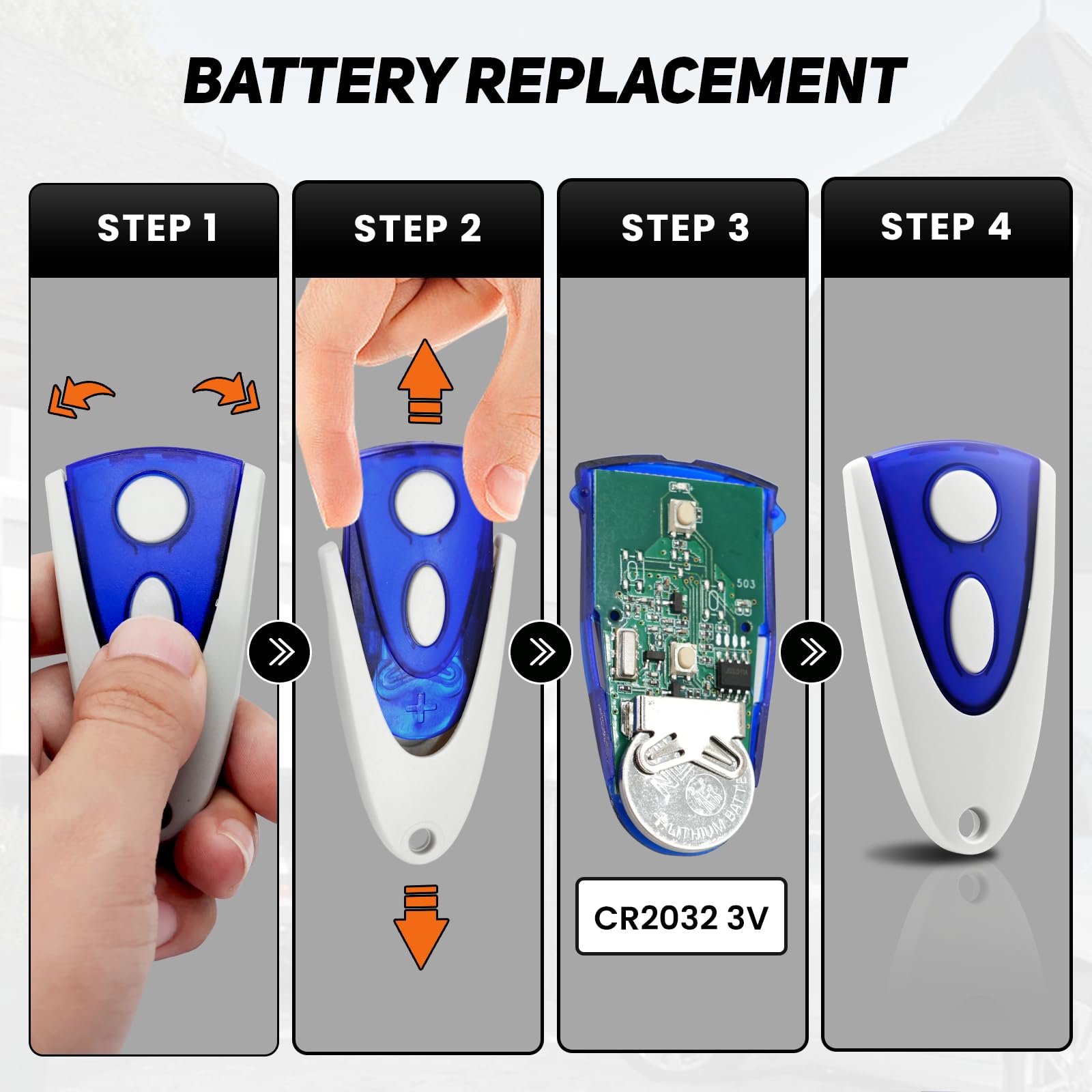 433,92mhz Telecommande Portail Compatible avec Novoferm Novotron 502 MAX43-2 512 MIX43-2, z Bip Portail Porte De Garage, 2 Canaux,Lot de 2 - 3
