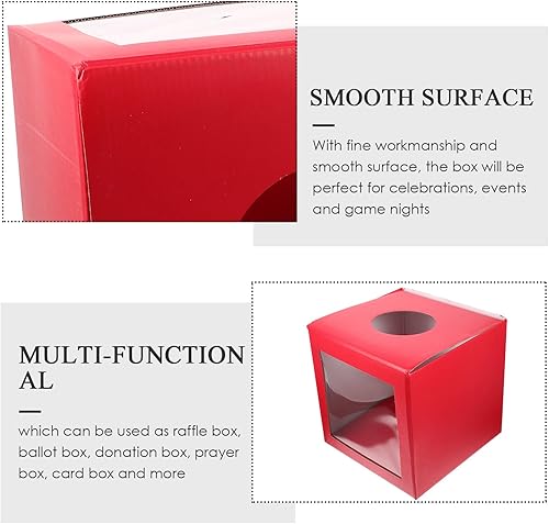 Miniatura 5 de Cajas de almacenamiento de papel rojo para rifa de almacenamiento, caja de caridad, caja de donación de boleta de reunión multifunción, color rojo