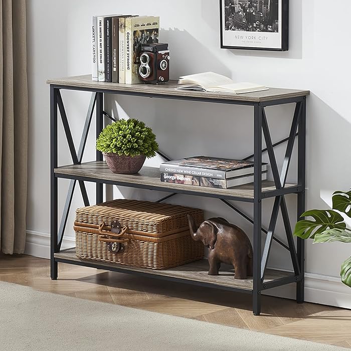 Buy Industrial Console Sofa Table, 3Tier Foyer Tables for Entryway