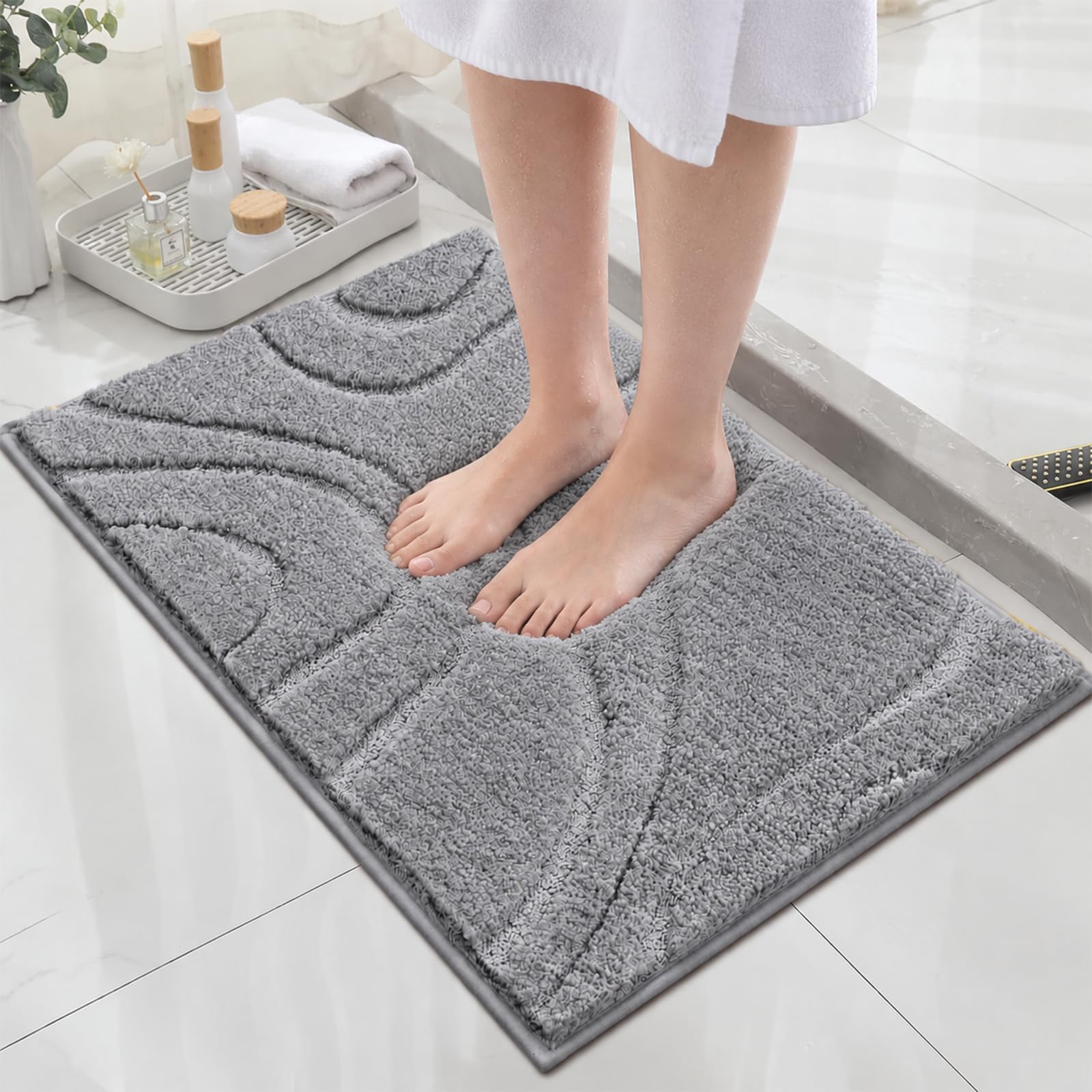 SHACOS Badteppich 50 x 80 cm, weiche Mikrofaser-Badematte fürs Badezimmer
