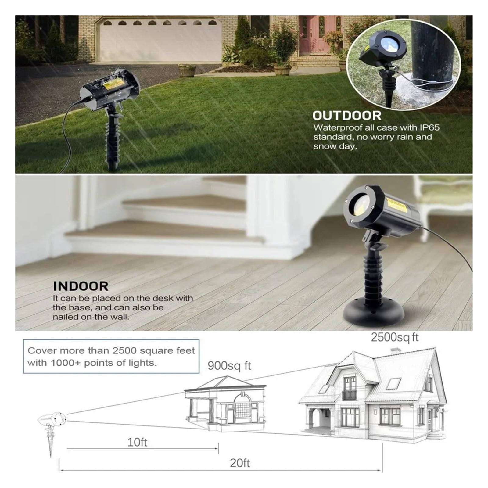 Proiettore Natale Esterno Proiettore a stella a cielo pieno in movimento dinamico a luce esterna a LED Proiettore for alberi da parete con luce di paesaggio da giardino impermeabile RGB Più Luminoso e