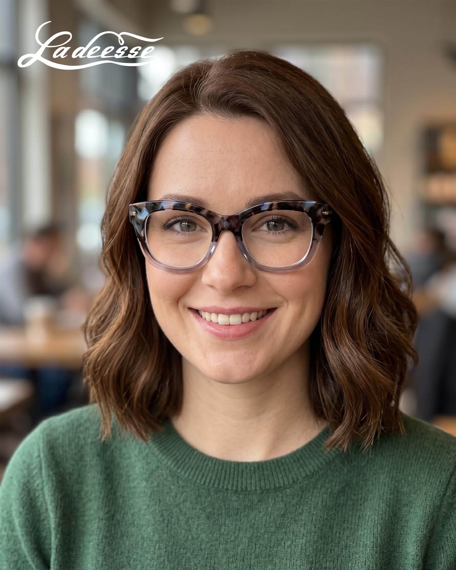 LADEESSE Readers for Women Oprah Style - Paquete de 3 lentes de lectura cuadrados de gran tamaño con bisagra de resorte, bloqueo de luz azul, para mujer