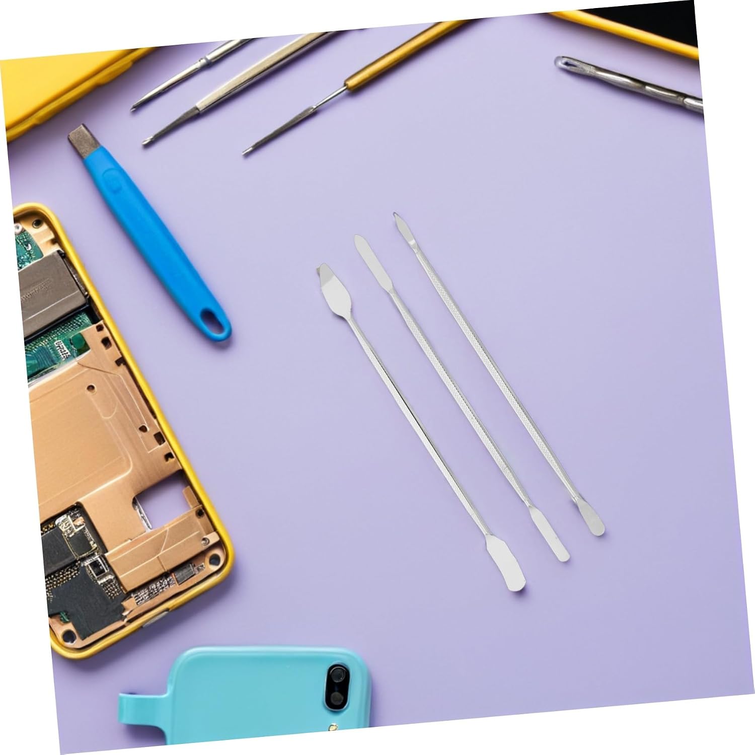 7pcs Stainless Steel Phone Pry Tool Kit for Cell Phone and Laptop Screen Repair, Spudger Disassembly Set for Electronics Maintenance and Opening